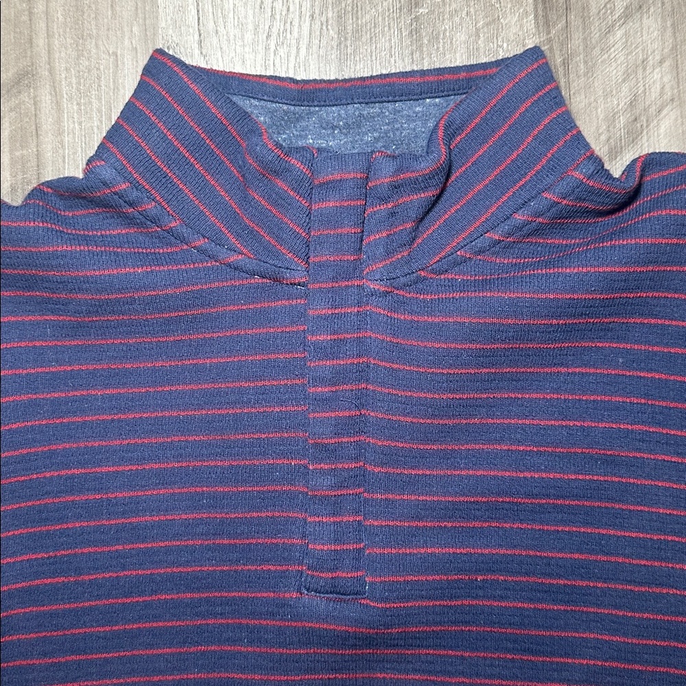 Jos. A. Bank 1905 Tailored Fit Navy and Red Striped Quarter Zip Pullover - XL - Picture 5 of 7
